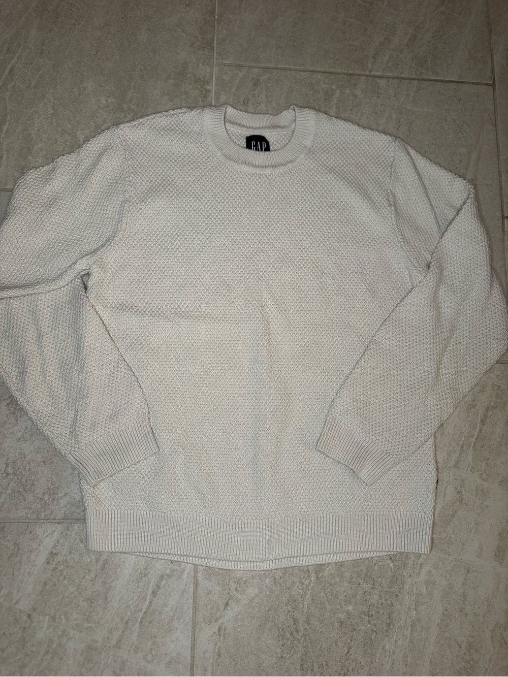 GAP Women's Off-White Textured Crewneck Sweater
